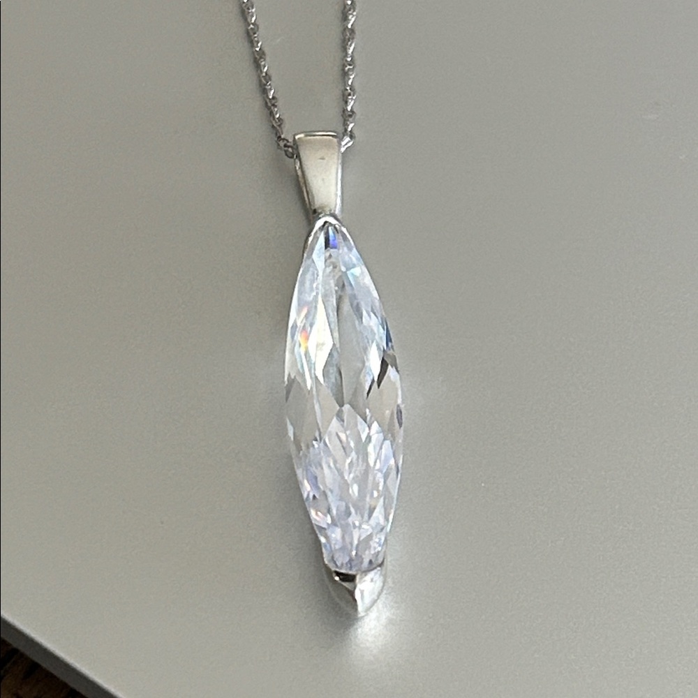Italian CZ Marquis Pendant Necklace